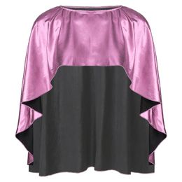 Women's Blouses & Shirts Women Metallic Shiny Batwing Cape Cocktail Evening Party Ladies Sparkling Asymmetric Hem Cloak Pure Color TopsWomen