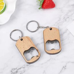 Wooden Bottle Opener Key Chain Wood Unique Creative Gift Can Openers Kitchen Tool Catering Beer Bottles Opener ZZB15276