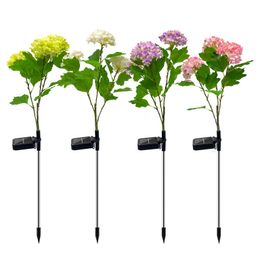 Solar Led Hydrangea Flower Light Outdoor 4 Colours Vivid Light Party Holiday Landscape Garden Pathway Lawn Spike