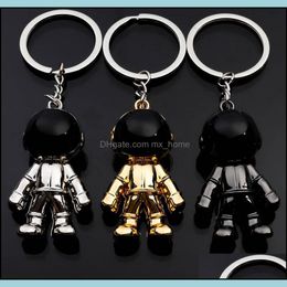 Astronaut Keychain Pendant Creative Space Robot Keyring Alloy Car Key Holder Charms Gifts Black Gold Sier Drop Delivery 2021 Pendants Arts