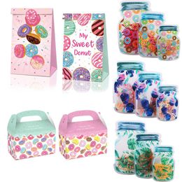 Gift Wrap 1pack Donuts Paper Bags Candy Cookies Packaging Boxes For Kids Girl Happy Birthday Party Supply DIY Craft DecorationGift