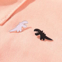 New cartoon dinosaur alloy Brooch Jurassic black white dinosaur modeling jewelry Badge