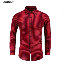 45KG120KG Autumn Fashion Black Red Blue Button Down Men's RegularFit LongSleeve Striped Shirts 5XL 6XL 7XL 210412