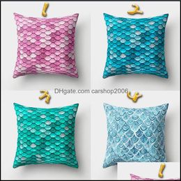 Pillow Case Bedding Supplies Home Textiles Garden Ll Mermaid Ers Fish Scale Square Throw C Dh2Os