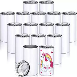 12oz Sublimation Blanks Straight Stainless Steel Tumblers with Sublimation Shrink Wrap
