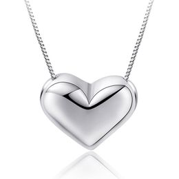 Pendant Necklaces Utimtree Romantic Heart Necklace Silver Box Chain Pendants & Wedding Bridal Jewellery Fashion Christmas Gifts Women Girl