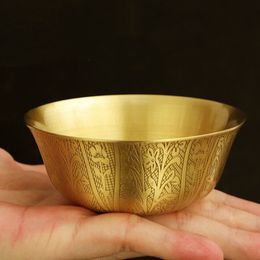 Engraving Mini Brass Drinking Bowl Auspicious 20ml Tribute Holy Water Cup Large and Small Size Buddhist Bowl Gift Decorative