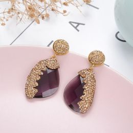 Dangle & Chandelier South Korea's Selling Earrings In 2022 Geometric High Quality Dark Purple Woman Fashion Wedding JewelryDangle