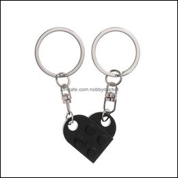 Keychains Fashion Accessories 1Pair Cute Love Heart Brick Keychain Couples Best Friendship For Women Men Separable Key Ring Jewellery Gifts H1