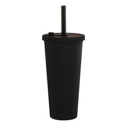 Wholesale 24oz double layer plastic matte skinny tumbler with Colourful straw water cup coffee cup gift High quality DHL MIN