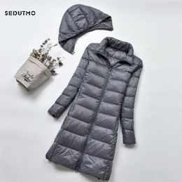 SEDUTMO Winter Plus Size 4XL Womens Down Coat Long Ultra Light Thick Duck Down Puffer Jacket Slim Autumn Parkas ED522 201126