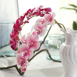 11Heads Moth Butterfly Orchid Flower Phalaenopsis Home Decor Fake Silk Flowers Simulation Plant