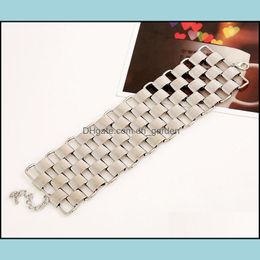 brick color Canada - Charm Bracelets Jewelry New Fashion Luxury Designer Metal Geometric Bricks Link Chain Bracelet For Woman Girls Gold Sier Color 1230 B3 Drop