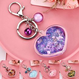 Keychains Heart Shape Sequins Ornament Keychain Colorful Gravel Transparent Bag Pendant Car Key Ring Multi Purpose Fashion Women Enek22