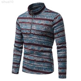 Men's Sweater Excellent Ethnic Print Knitted Sweater Washable Casual Sweater L220801
