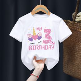 Birthday Gift Present Clothes Children Girl My 1 8th Number Print Name T shirt Baby Letter Tops Tee Drop Ship 220620