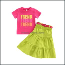 Clothing Sets Baby Kids Baby Maternity Girls Outfits Children Letter Print Topsandbig Swing Skir Dhgo9