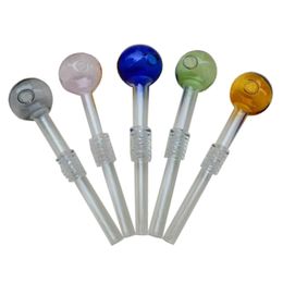 Smoking Glass Oil Burner Pipes Middle Spiral Screw Philtre Recycle Mini Hand Pipe Spoon Burners Bubble Colours Dabber Tool
