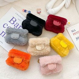 Autumn and winter new plush mini small square handbag boys and girls princess chain crossbody bag wholesale