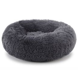 Calming Fluffy Dog Bed Round Pet Lounger Cushion For Small Medium Large s Cat Winter Kennel Puppy Mat LJ200918