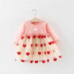 Baby Girls Dress Spring Autumn born Baby Long Sleeve Heart Print Lace Tutu Dress For Baby Girls Princess Infant Clothing LJ201222