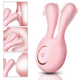 Nipple Dual Stimulator G Spot Clitoris Massager 12 Vibration Modes Rabbit Penis Vibrator For Women Adult Female Masturbators