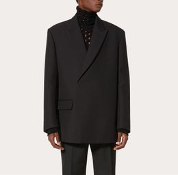 Men's Suits & Blazers 2 Pieces Black Men One Packet Custom Made Wedding Simple Tuxedos Peaked Lapel Blazer Business Coat+Pant