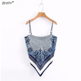 Women vintage paisley print spaghetti strap sexy chic camis tank ladies summer backless bowknot sling tops LS3866 220407