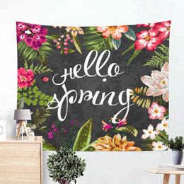 Tropical Plant Pattern Cloth Wall Hanging Polyester Tapestry Leaves Mandala Art Carpet Blanket Beach Towel Yoga J220804