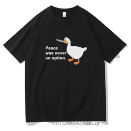 Men's TShirts Goose Peace Was Never An Option Tshirt Unisex Shrinkproof Cotton Tee Fashion Leisure Cool Men Tshirts Summer Women T Shirt 230206