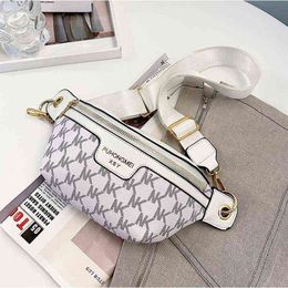 Waist Bags Stylish Letter Printed Pu Leather Waist Bags for Women 2022 Female Fanny Packs Ladies Pack Wide Band Crossbody Chest 220727