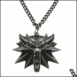 Pendant Necklaces Pendants Jewelry Wizard Wild Hunting Game Necklace Animal Metal Chain Wolf Fashion Dro Dhtvc