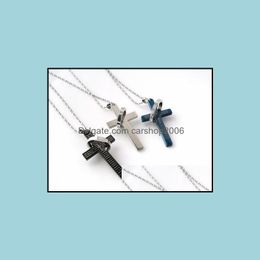 Pendant Necklaces Men Stainless Steel Necklace Statement The Bible Cross Titanium Man Lovers Carshop2006 Drop Delivery 202 Carshop2006 Dhqyd