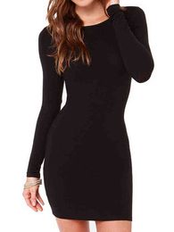 NEW Women Autumn Winter Sexy Casual dress Fashion elegent Black Dress Vestidos Long Sleeve Dress Y220526