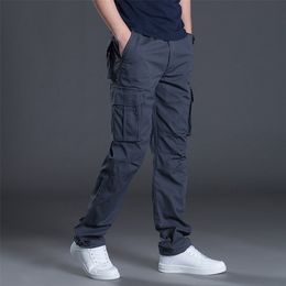 Cargo Mens Casual Multi Pockets Large Size Tactical Men Outwear Army Straight Winter Pants Trousers 220705