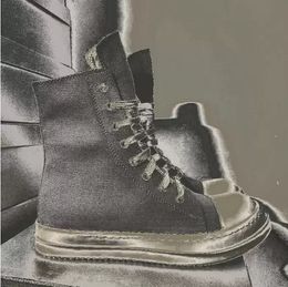 2022-Sapatos sociais preto grosso aumento escuro lona masculina casual botas curtas femininas sapatos retrô Dissol