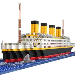 toy ships for kids UK - 1860pcs RMS titanic Model large cruise Ship boat diy Building Diamond Blocks classics Toy exhibition collection Gift for kids Y080260v