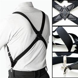 Mens Suspenders Adjustable Braces X Shape Elastic Strap Side Clip Crossover Adult Suspensorio Trousers Apparel Accessories 220526