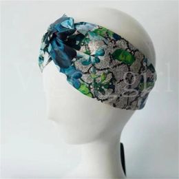 2022 Designer 100% Silk Cross Headband Kvinnor Tjej Elastiska Hårband Retro Turban Headwraps Presenter Blommor Hummingbird Orchid Fast Ship