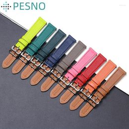 Watch Bands PESNO 16mm20mm Colorful Calf Skin Geniune Leather Straps Lady Wrist With Quick Release Pin Suitable For H Hour Hele22