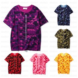 Camisas masculinas de grife, camuflagem de moda, manga curta, verão, estampa colorida, camiseta casual, gola redonda, roupas femininas M-3XL