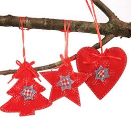 Christmas Decorations Tree Hanging Ornaments Chinese Year Heart Pentagram Shape Felt For Home Xmas Party Decoration Supplies