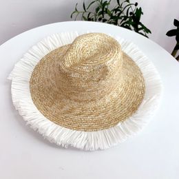 Handmade Women Straw Sun Hats Large Wide Brim Gilrs High Quality Natural Raffia Panama Beach Caps Holiday hat
