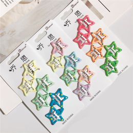 1 Pair New Korean Sweet Girl Cute Colourful Dots Five-pointed Star BB Clip Fashion Children's Drip Oil Hairpins Hair Accessories