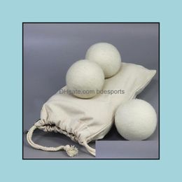 3Pcs 7Cm Felt Wool Dryer Balls Handy Laundry With Cloth Bag Natural Reusable Saves Drying Time Washing Ball Gift Drop Delivery 2021 Other Pr