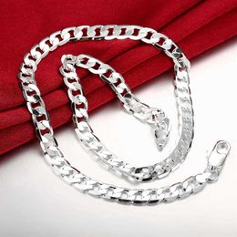 Men's 8mm Chain 925 Classic Silver Necklace High Quality Jewelry 16-24 Inches Wedding Party Christmas Gifts