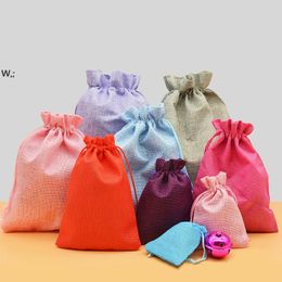 Linen Cotton Drawstring Bag Gift Bags Small DIY Jewelry Burlap Pouch Package Home Storage Packaging GCB15134