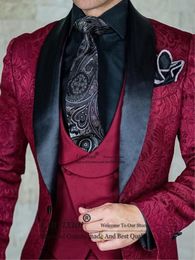 Men's Suits & Blazers Tailor-Made Burgundy Wedding Men Suits Slim Fit Tuxed 220823