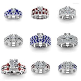 Wedding Rings Classic Love Diamond Atmosphere Luxury Couple High Sense Ring Fashion Temperament Sister Square Two-piece Wynn22
