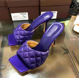 Designer-The hot new matte leather lozen-shaped stiletto sandals for women feature unique square toe, open toe, comfortable, casual summer s
